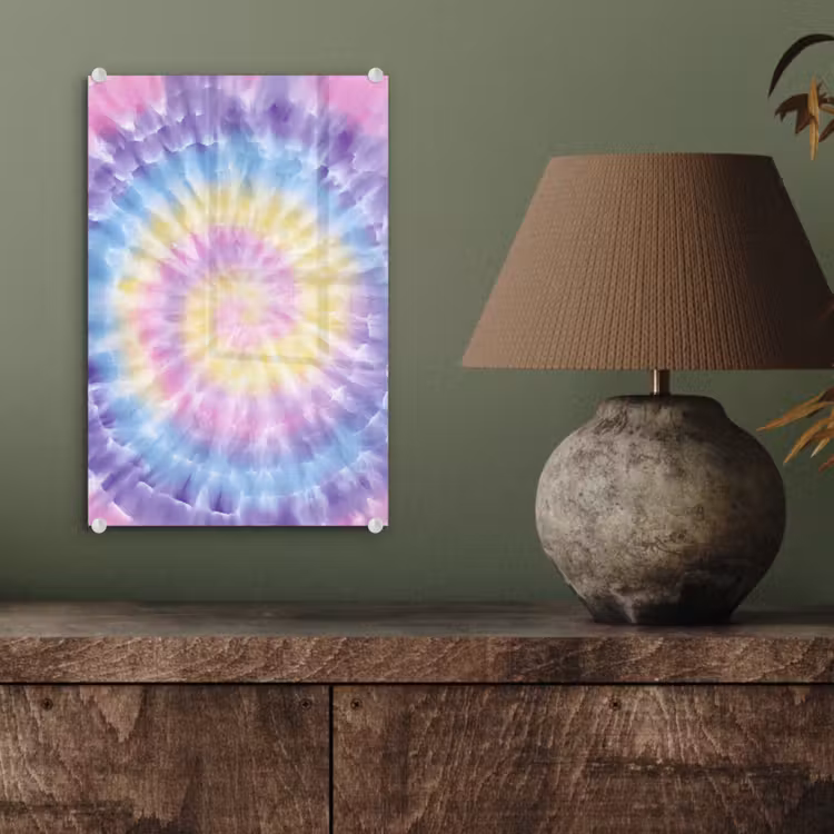 Glas schilderij - Spiraal - Tie dye - Pasteltinten — 4