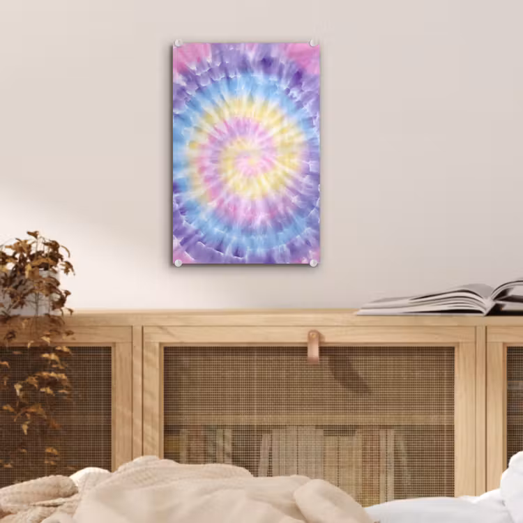 Glas schilderij - Spiraal - Tie dye - Pasteltinten — 5