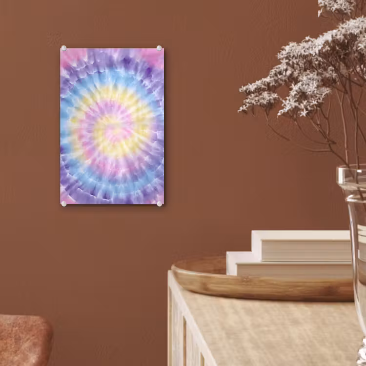 Glas schilderij - Spiraal - Tie dye - Pasteltinten — 6
