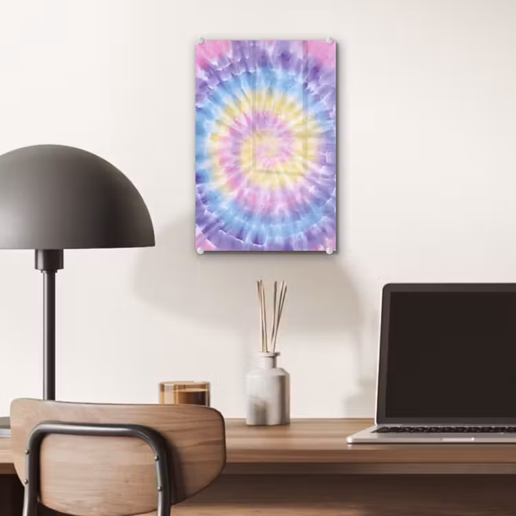Glas schilderij - Spiraal - Tie dye - Pasteltinten — 7
