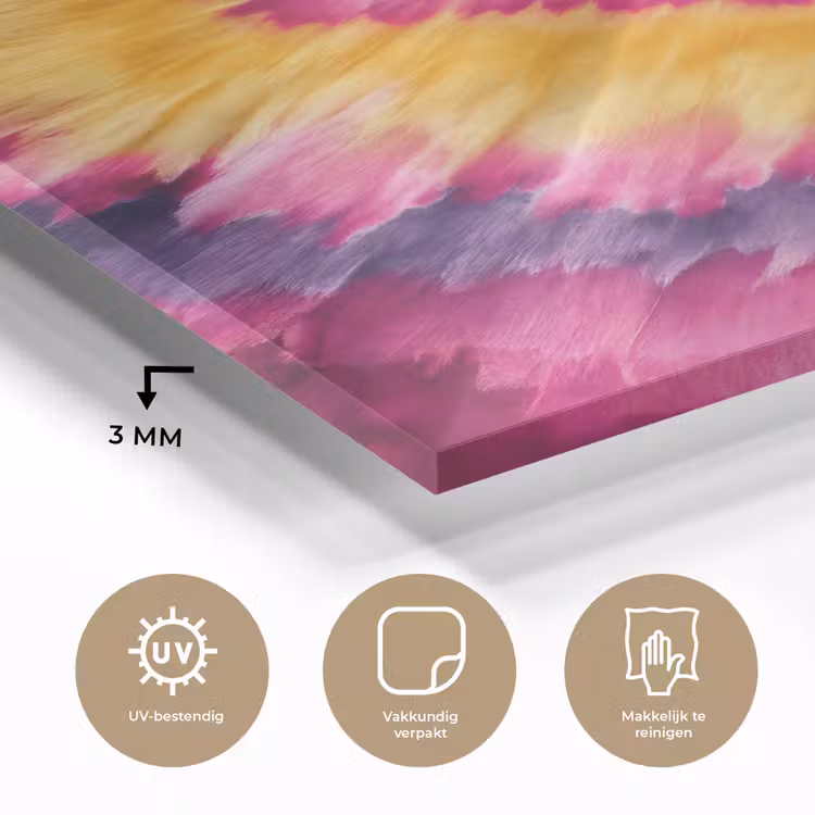 Glas schilderij - Tie dye - Hartvorm - Vlammen - Oranje — 3