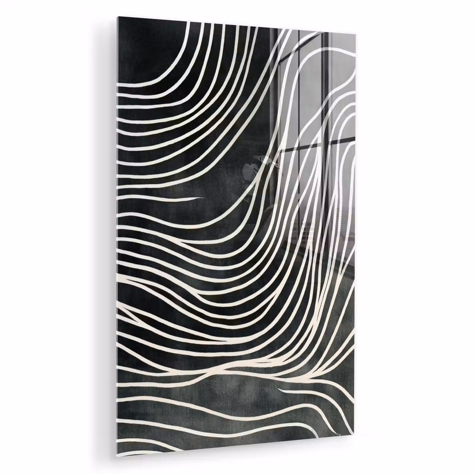 Glas schilderij - Lijnen - Patroon - Abstract - Wit — 1