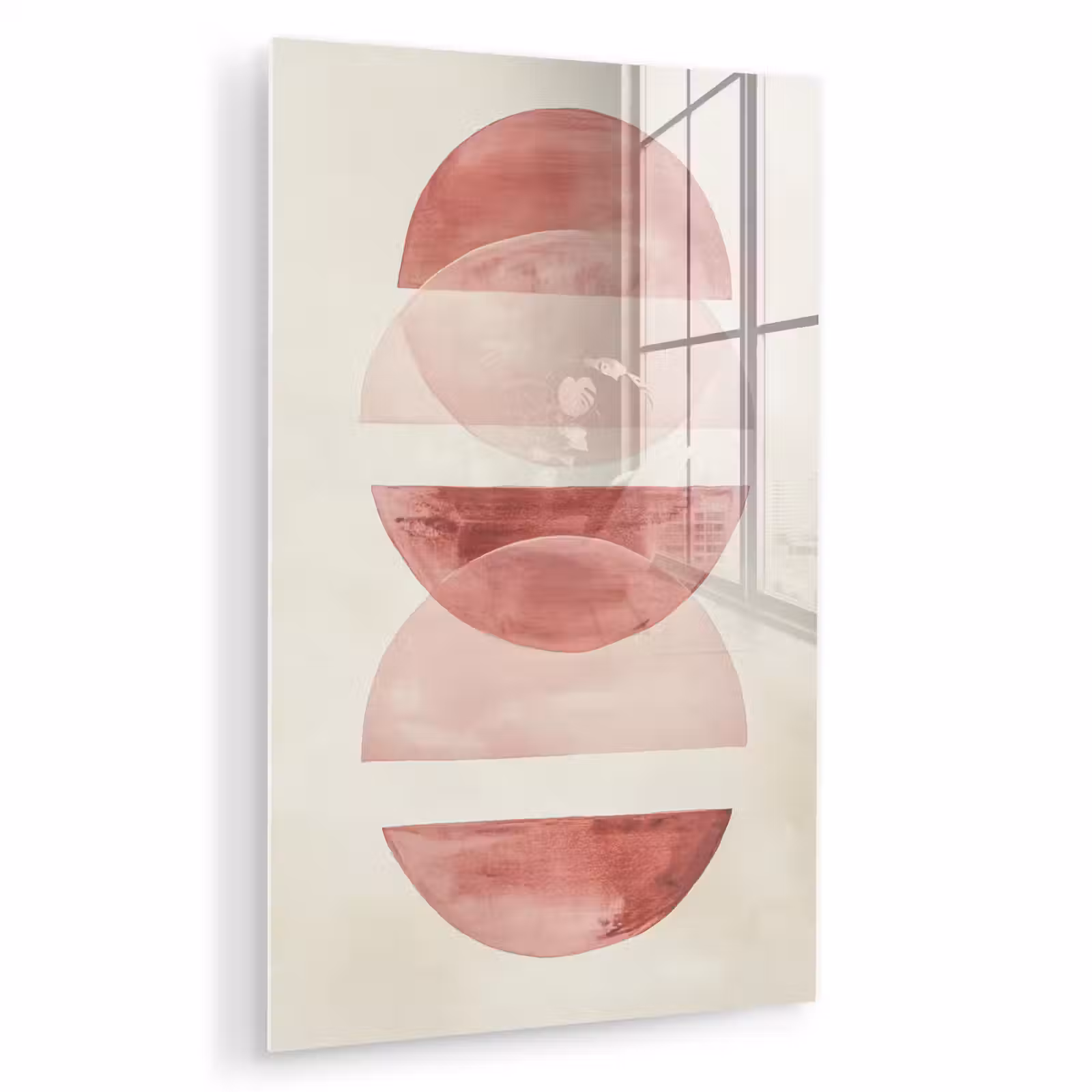 Glas schilderij - Minimalistisch - Cirkels - Roze — 1