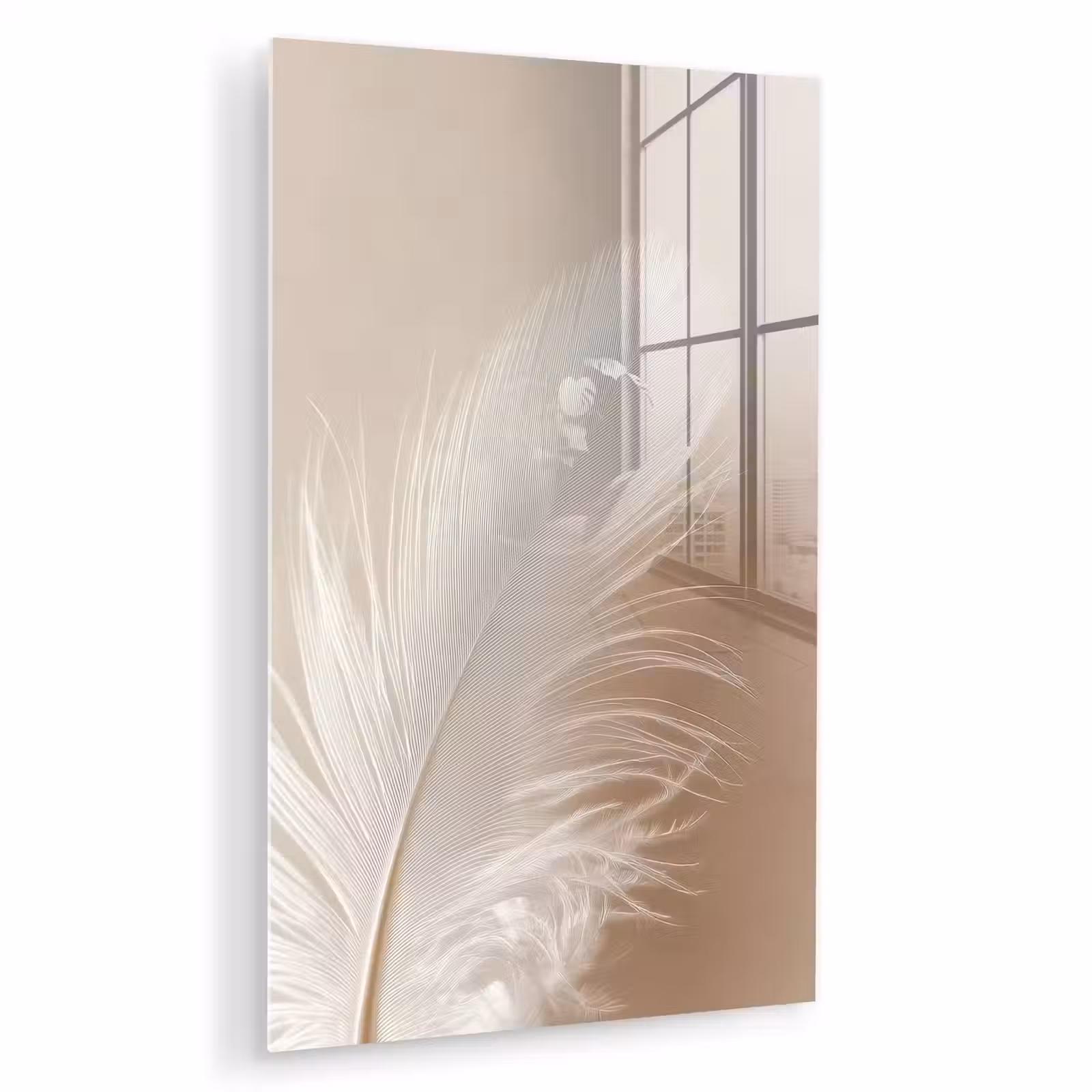 Glas schilderij - Veer - Minimalistisch - Roze — 1