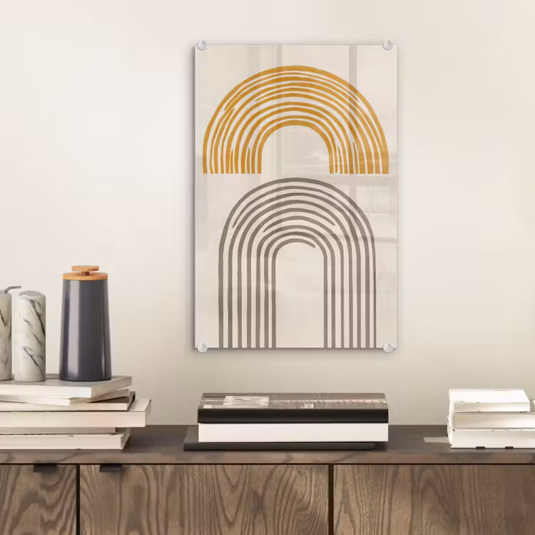 Glas schilderij - Bogen - Lijnen - Oranje - Minimalistisch — 2