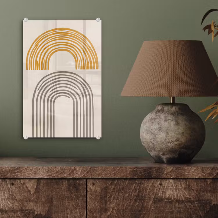 Glas schilderij - Bogen - Lijnen - Oranje - Minimalistisch — 4