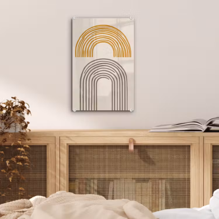 Glas schilderij - Bogen - Lijnen - Oranje - Minimalistisch — 5