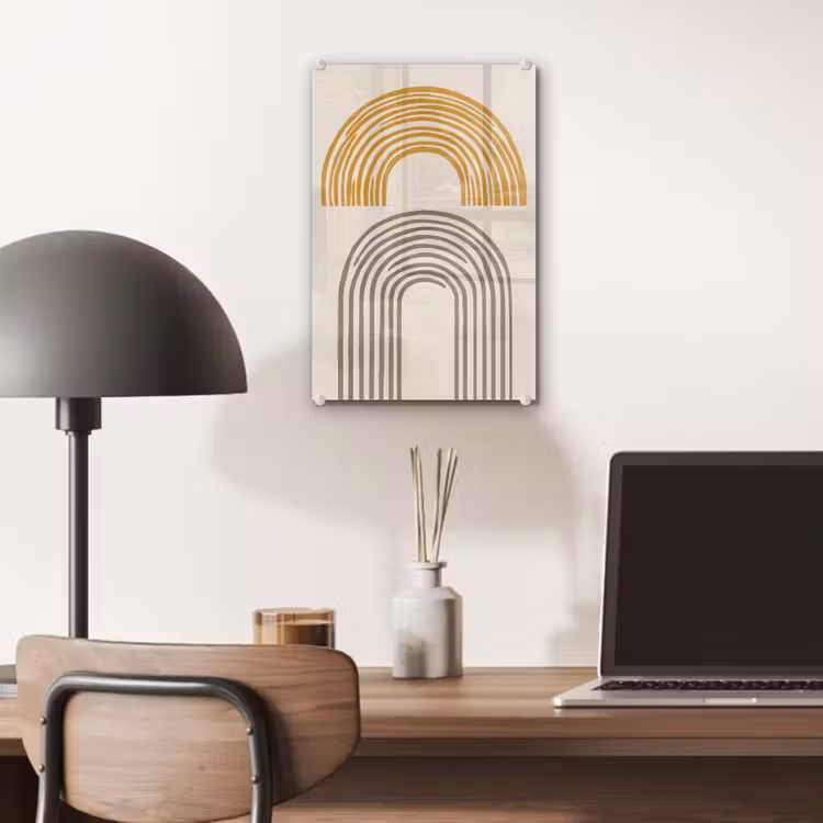 Glas schilderij - Bogen - Lijnen - Oranje - Minimalistisch — 7