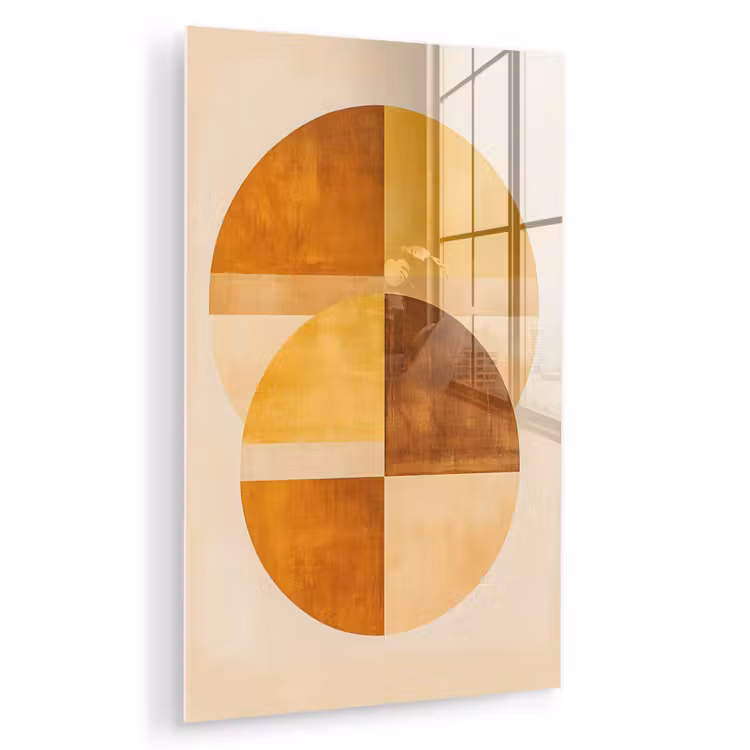 Glas schilderij - Cirkels - Geel - Minimalistisch — 1