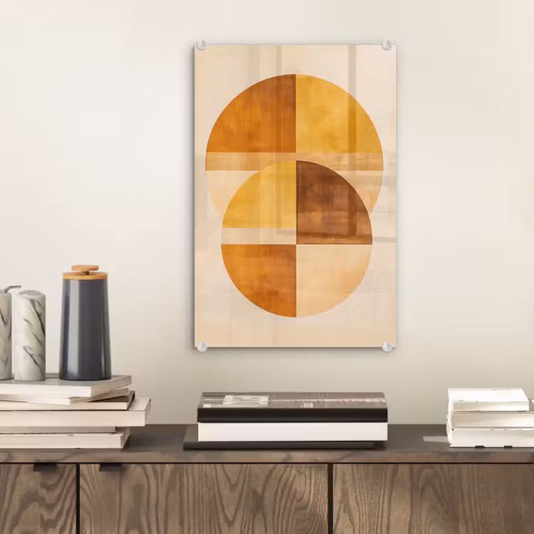 Glas schilderij - Cirkels - Geel - Minimalistisch — 2