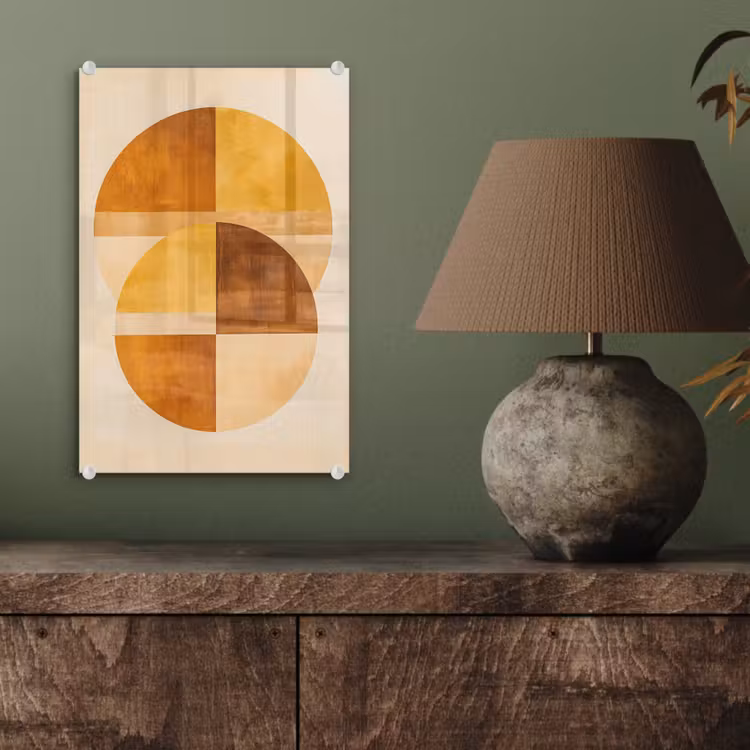 Glas schilderij - Cirkels - Geel - Minimalistisch — 4