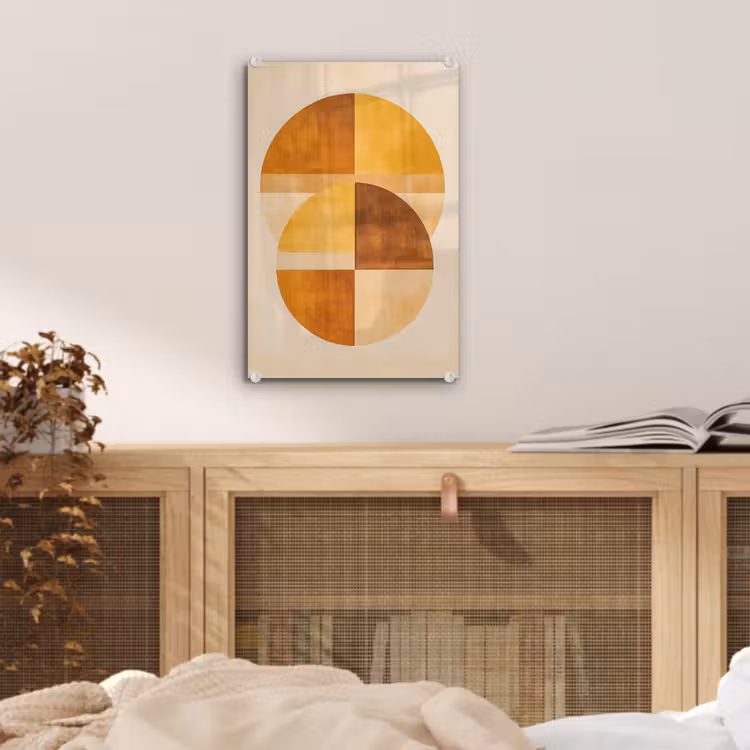 Glas schilderij - Cirkels - Geel - Minimalistisch — 5