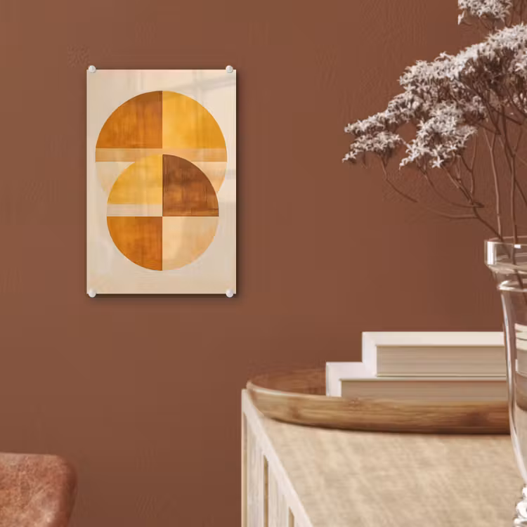 Glas schilderij - Cirkels - Geel - Minimalistisch — 6