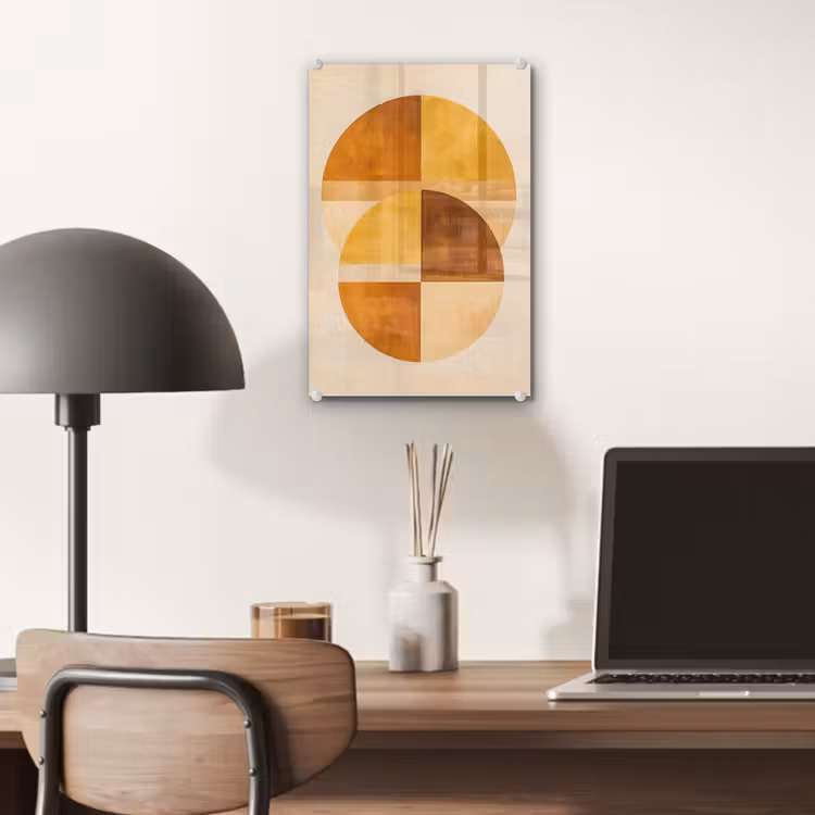 Glas schilderij - Cirkels - Geel - Minimalistisch — 7