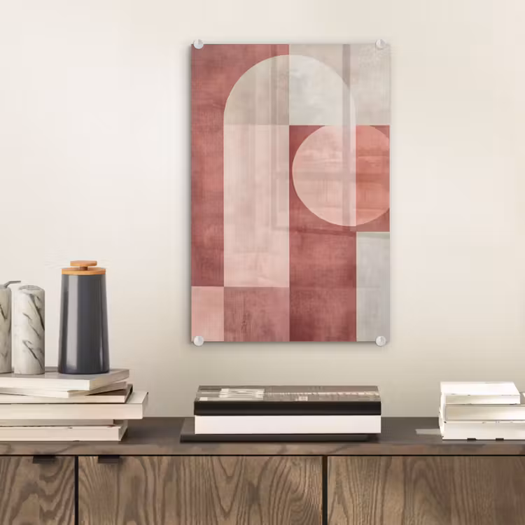 Glas schilderij - Figuren - Abstract - Roze — 2