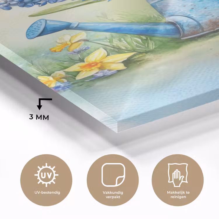 Glas schilderij - Gieter - Lavendel - Bloesems — 3