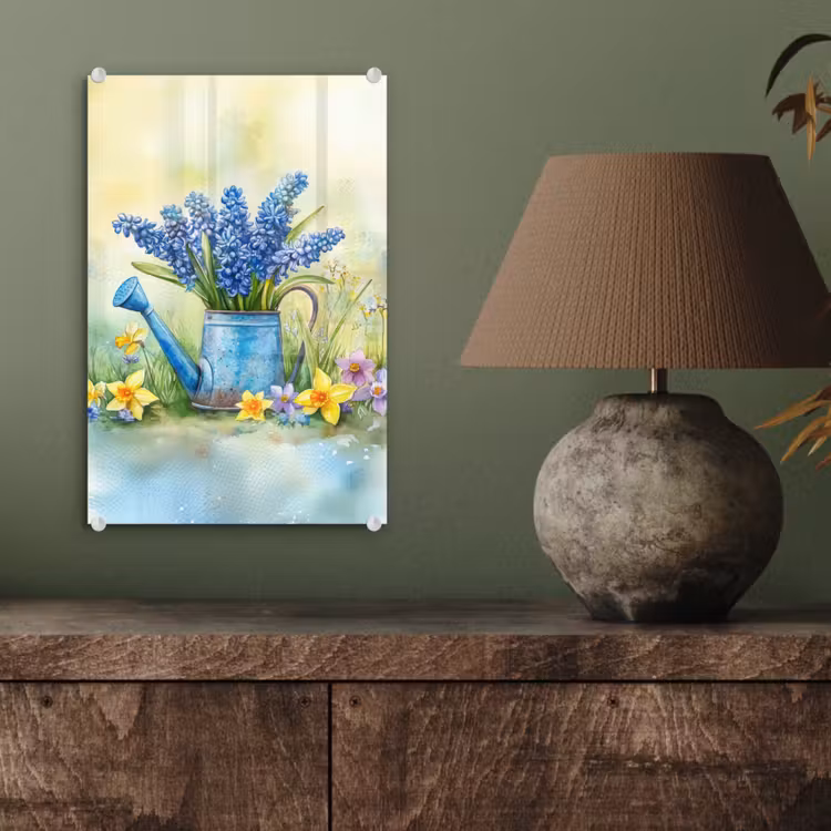 Glas schilderij - Gieter - Lavendel - Bloesems — 4