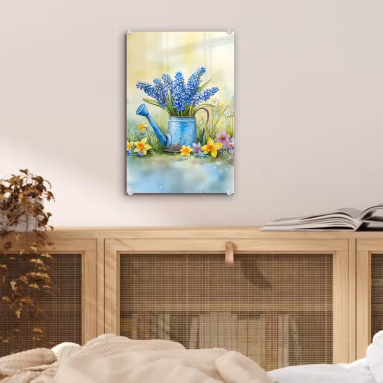 Glas schilderij - Gieter - Lavendel - Bloesems — 5