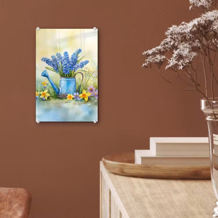 Glas schilderij - Gieter - Lavendel - Bloesems — 6