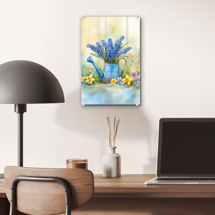 Glas schilderij - Gieter - Lavendel - Bloesems — 7