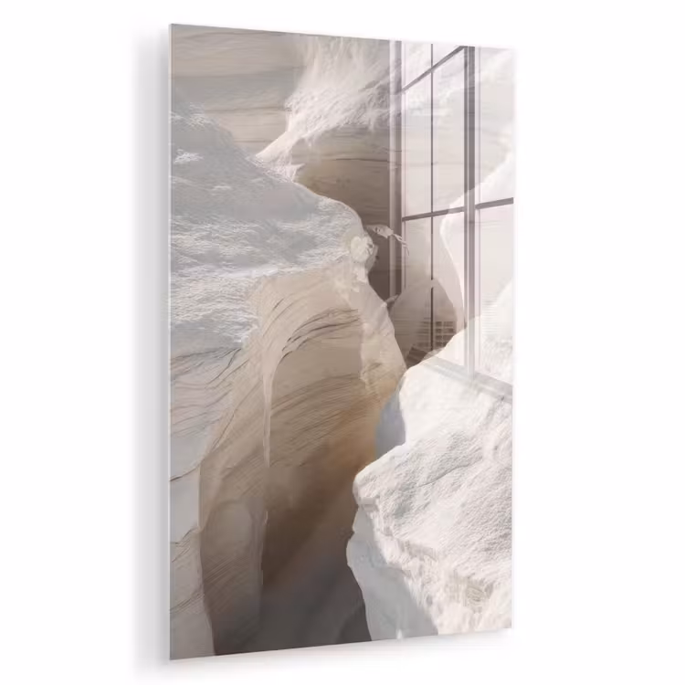 Glas schilderij - Kloof - Wit - Sneeuw — 1
