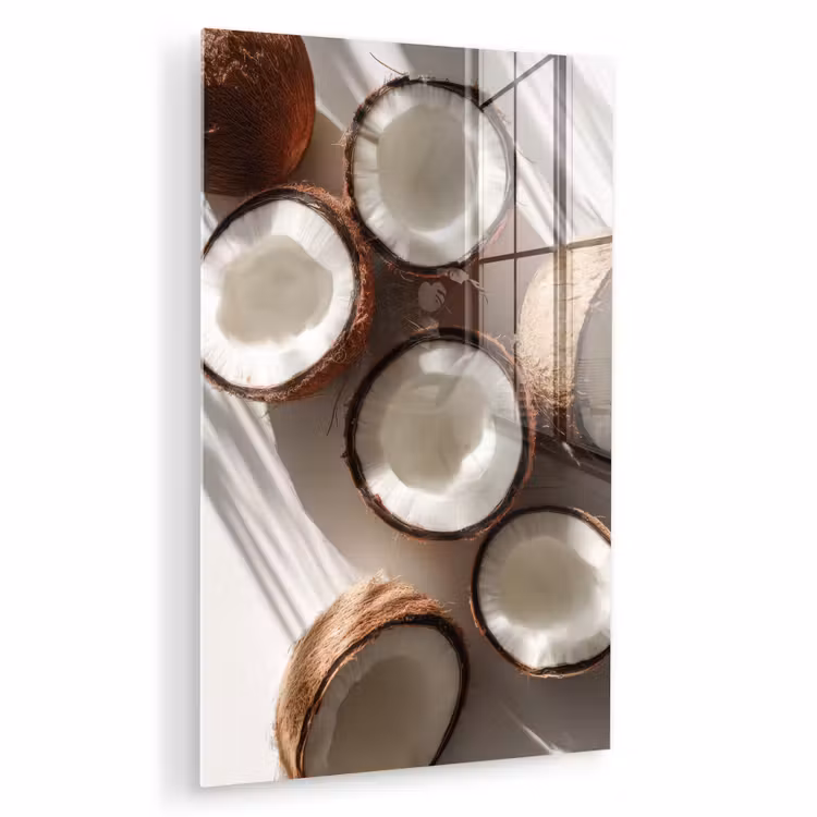 Glas schilderij - Kokosnoten - Bruin - Shaduw — 1