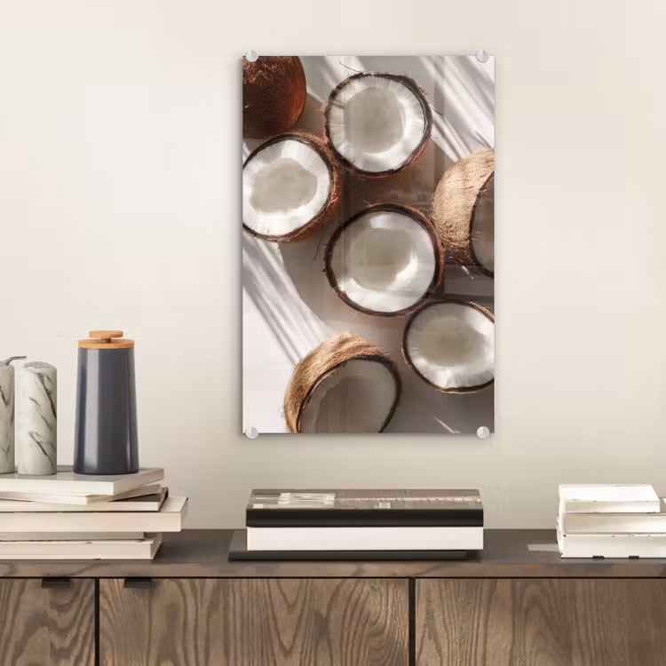 Glas schilderij - Kokosnoten - Bruin - Shaduw — 2