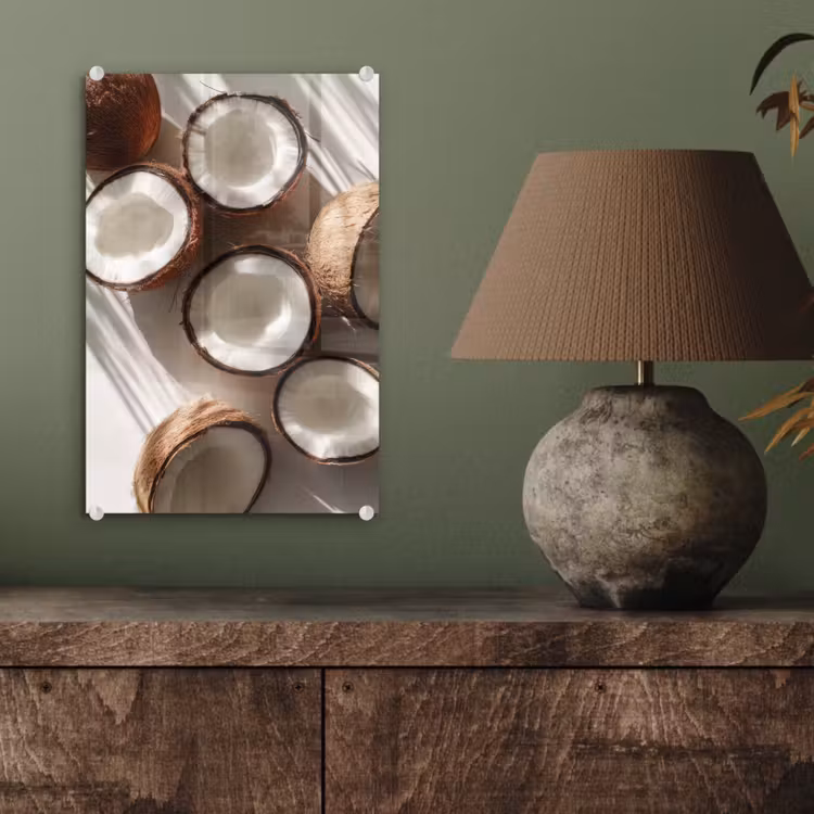 Glas schilderij - Kokosnoten - Bruin - Shaduw — 4