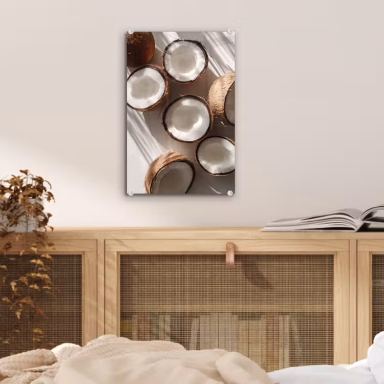 Glas schilderij - Kokosnoten - Bruin - Shaduw — 5