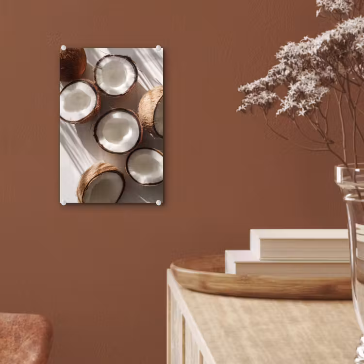 Glas schilderij - Kokosnoten - Bruin - Shaduw — 6
