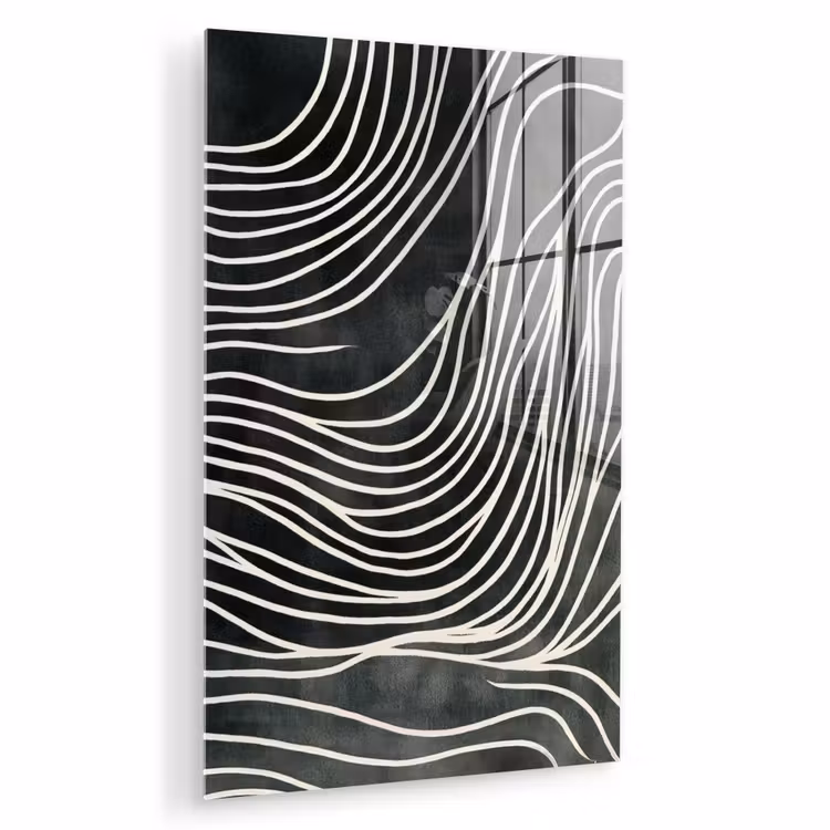 Glas schilderij - Lijnen - Patroon - Abstract - Wit — 1