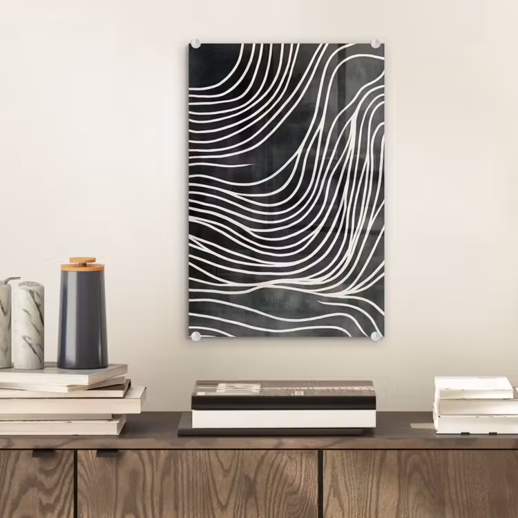 Glas schilderij - Lijnen - Patroon - Abstract - Wit — 2