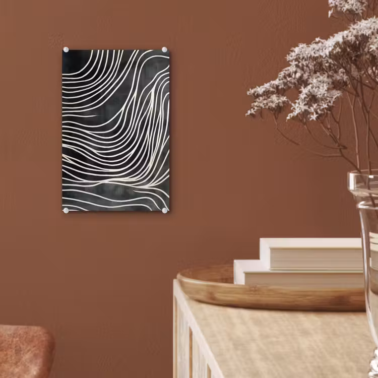 Glas schilderij - Lijnen - Patroon - Abstract - Wit — 6