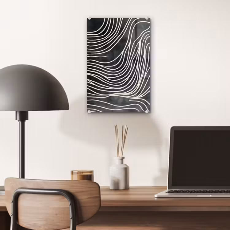 Glas schilderij - Lijnen - Patroon - Abstract - Wit — 7