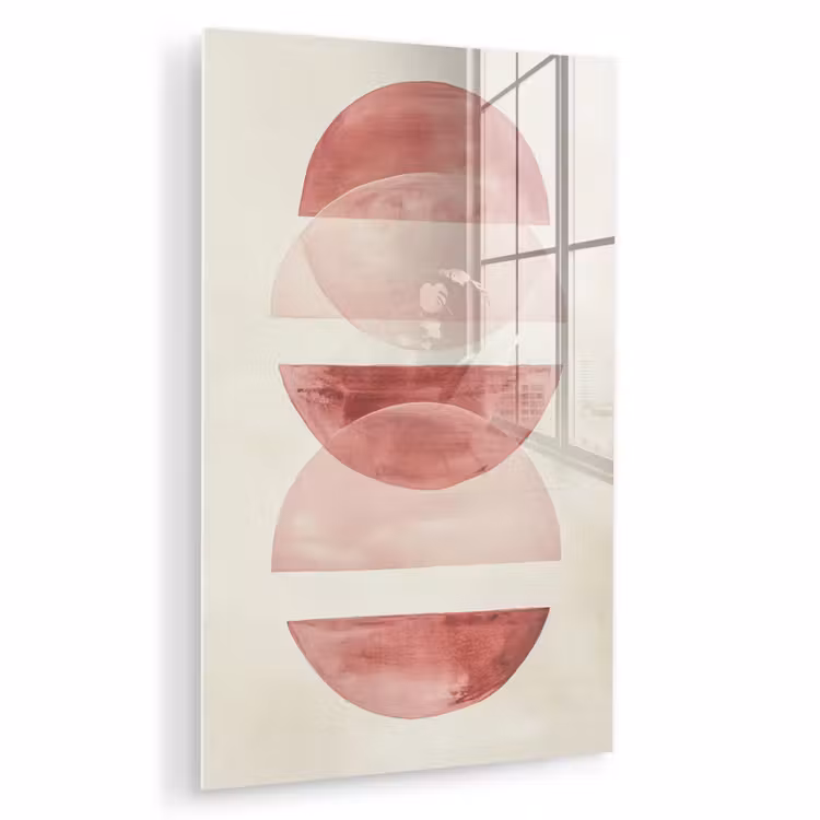 Glas schilderij - Minimalistisch - Cirkels - Roze — 1