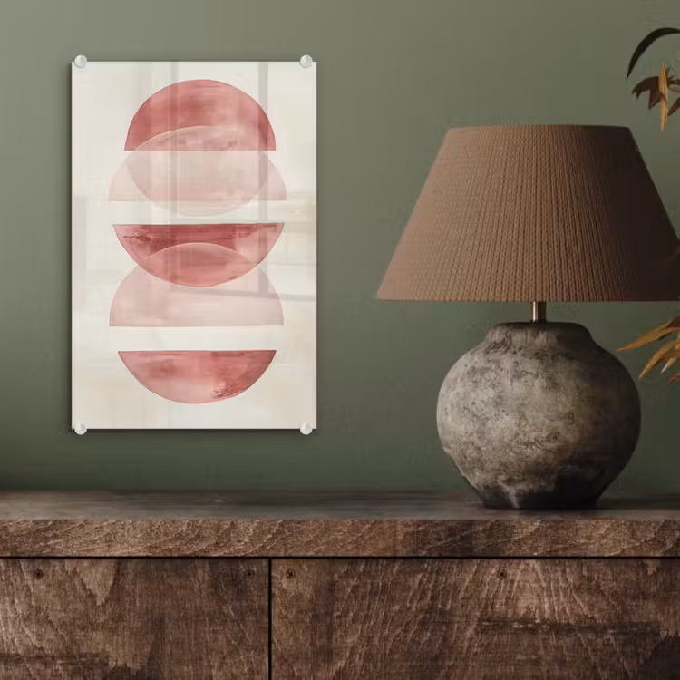 Glas schilderij - Minimalistisch - Cirkels - Roze — 4