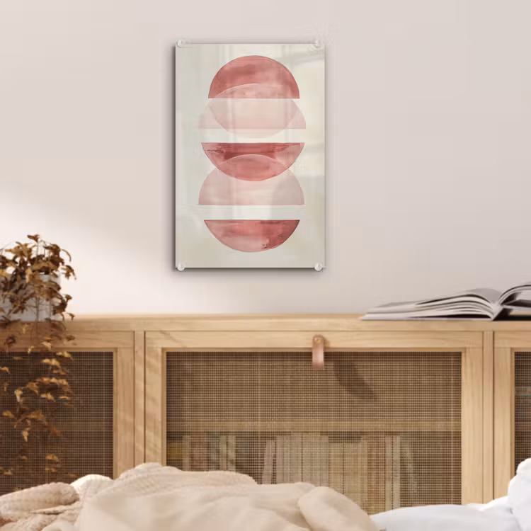 Glas schilderij - Minimalistisch - Cirkels - Roze — 5