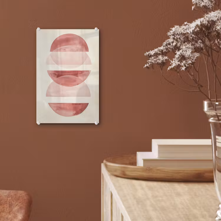 Glas schilderij - Minimalistisch - Cirkels - Roze — 6