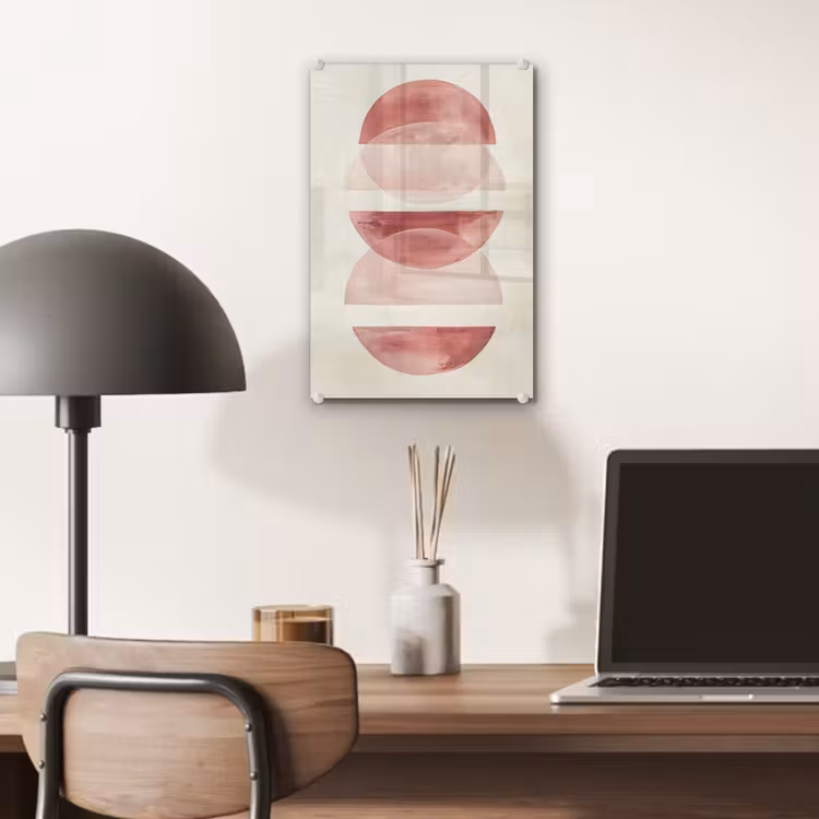 Glas schilderij - Minimalistisch - Cirkels - Roze — 7