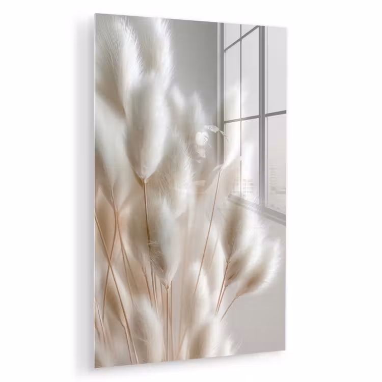 Glas schilderij - Pluimen - Beige - Minimalistisch — 1