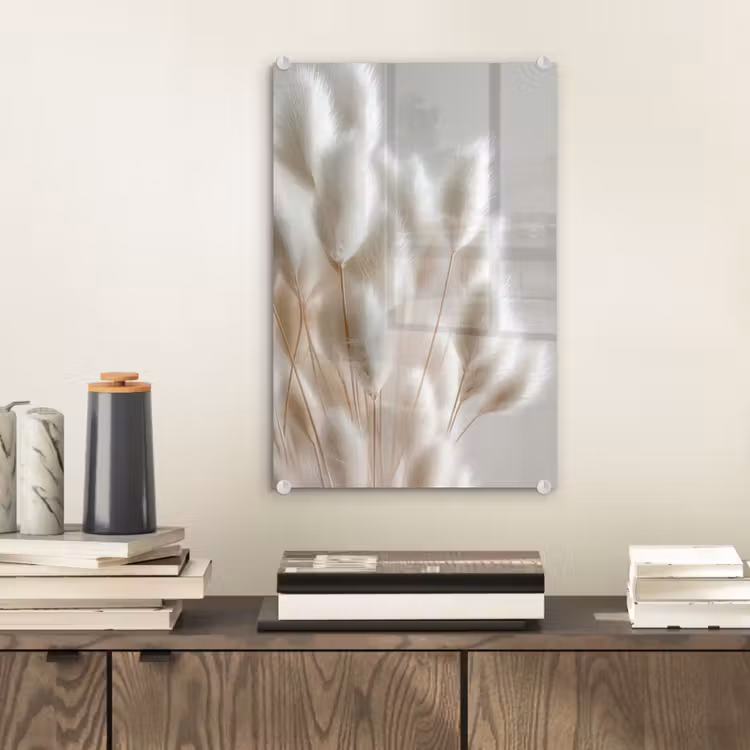 Glas schilderij - Pluimen - Beige - Minimalistisch — 2