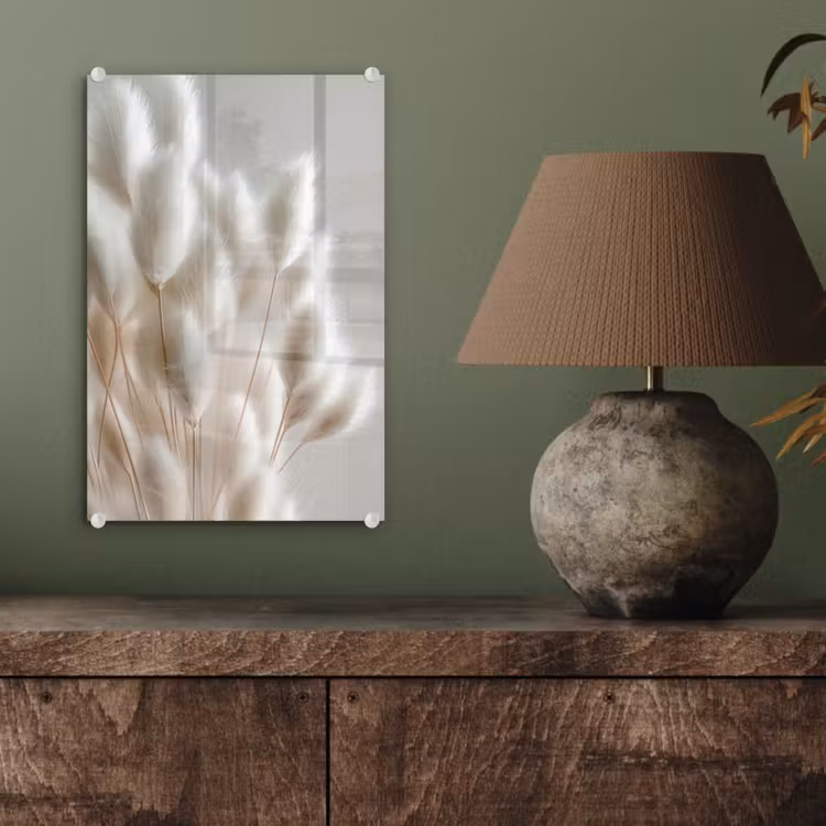 Glas schilderij - Pluimen - Beige - Minimalistisch — 4