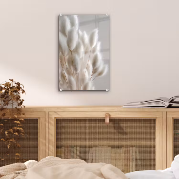 Glas schilderij - Pluimen - Beige - Minimalistisch — 5