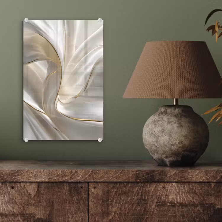 Glas schilderij - Stof - Plooien - Goud — 4