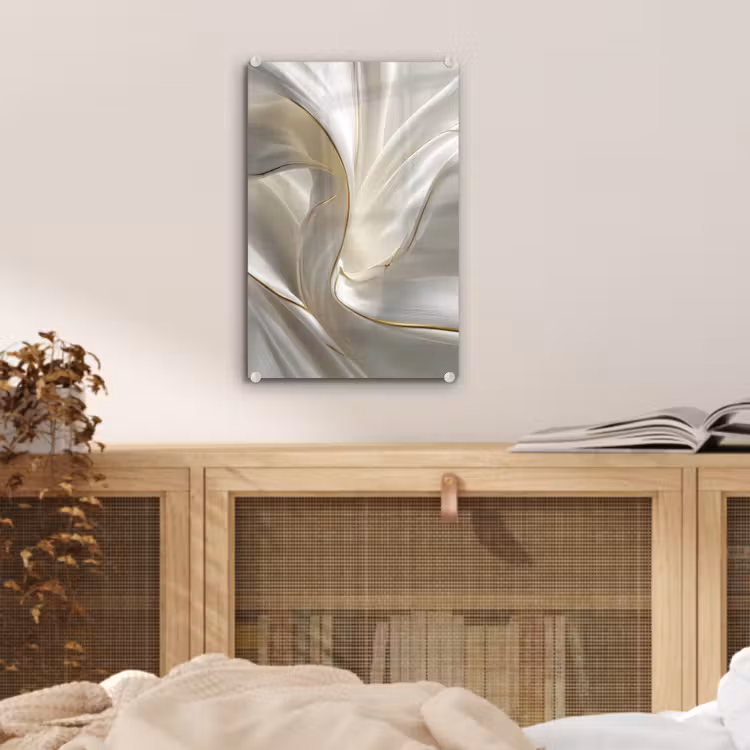 Glas schilderij - Stof - Plooien - Goud — 5