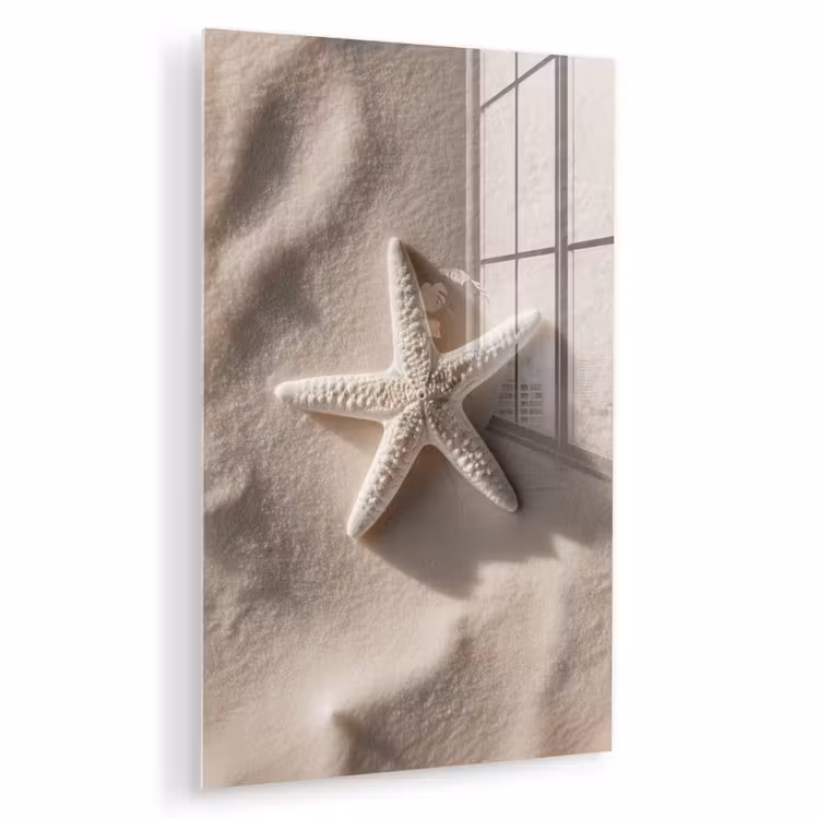 Glas schilderij - Strand - Zeester - Zand - Beige — 1