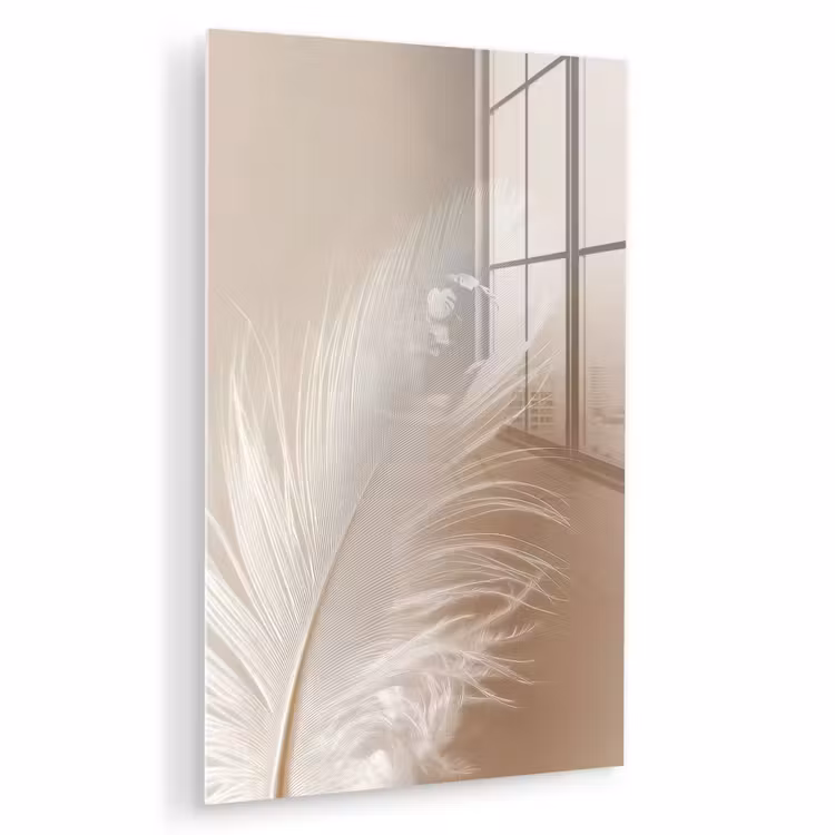 Glas schilderij - Veer - Minimalistisch - Roze — 1