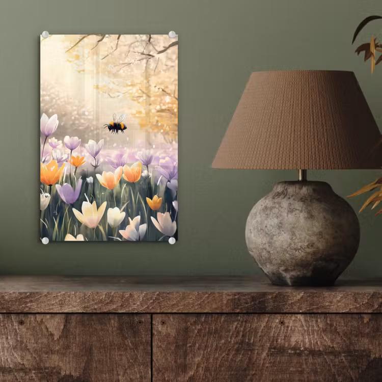 Glas schilderij - Viooltjes - bij - Zonlicht — 4