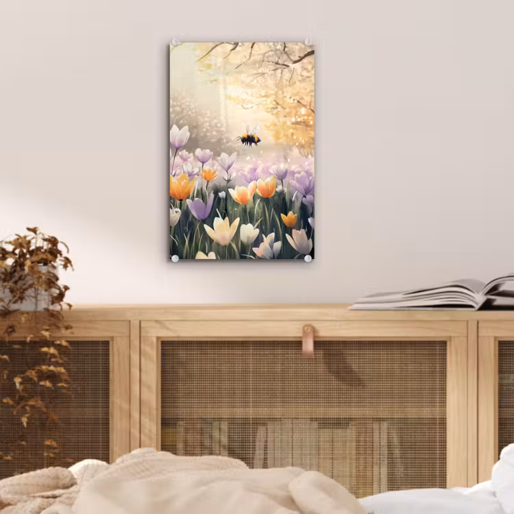 Glas schilderij - Viooltjes - bij - Zonlicht — 5