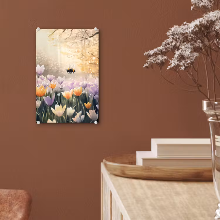 Glas schilderij - Viooltjes - bij - Zonlicht — 6